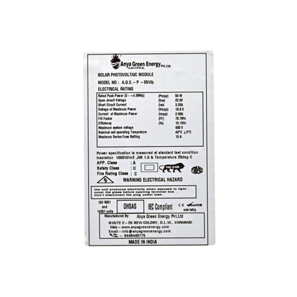 Solar Photovoltaic Module 55W