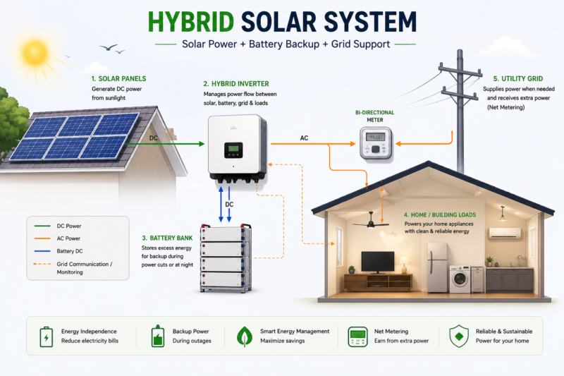 hybrid solar system illustrative image