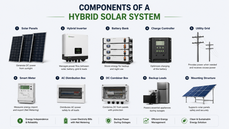 Hybrid Solar System Components Infographic